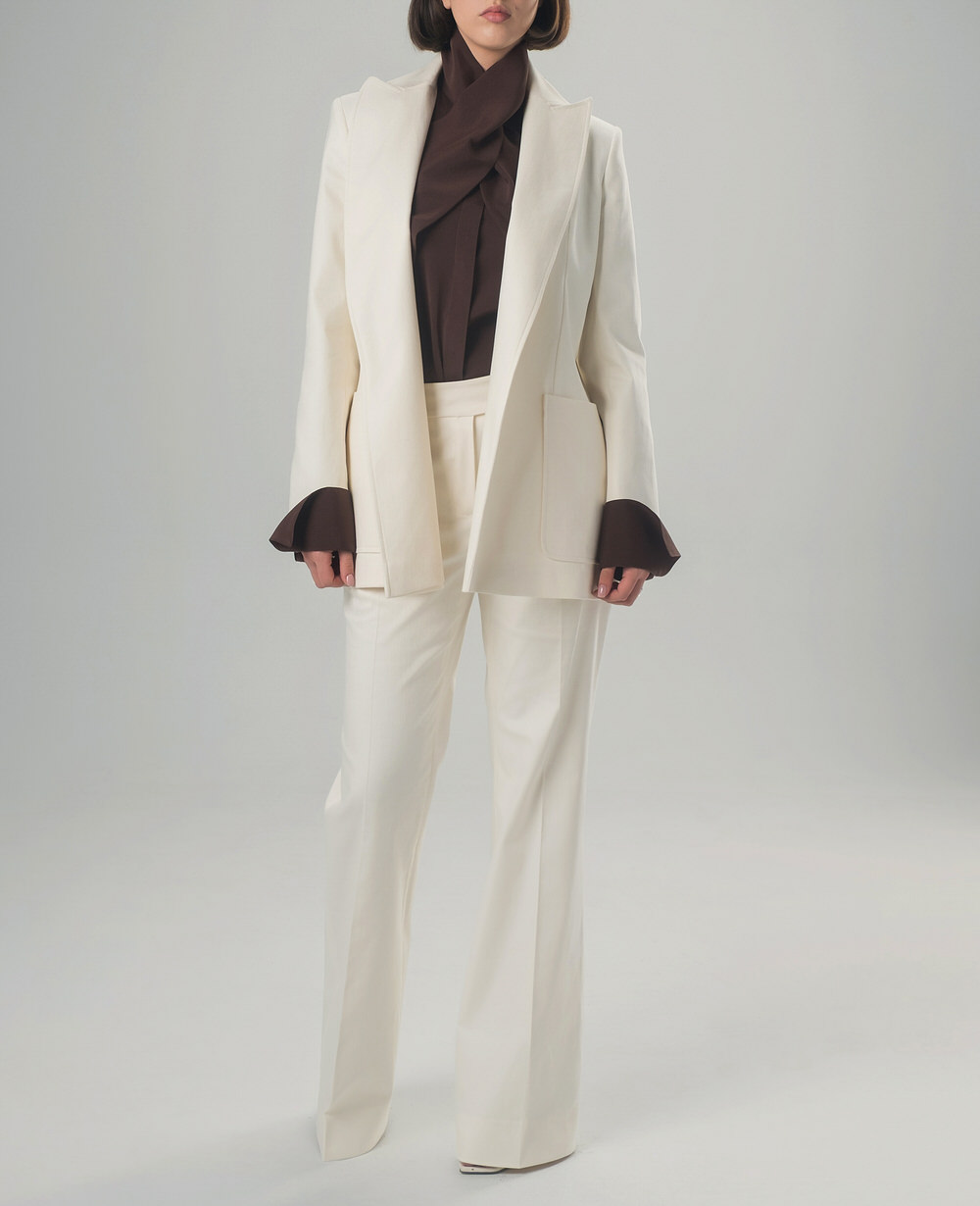 Cotton-blend tailored blazer set