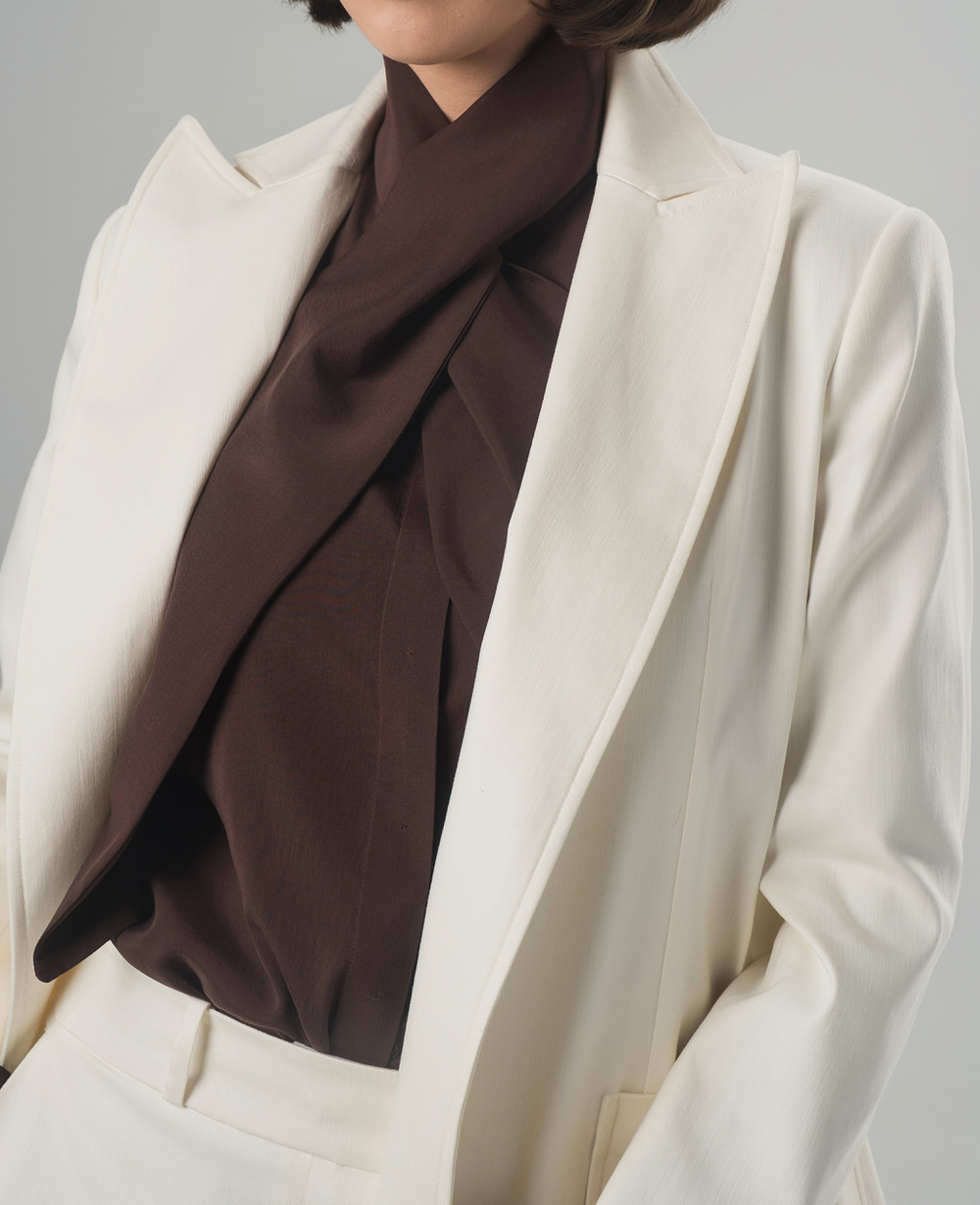 Brown stretch cotton-silk shirt