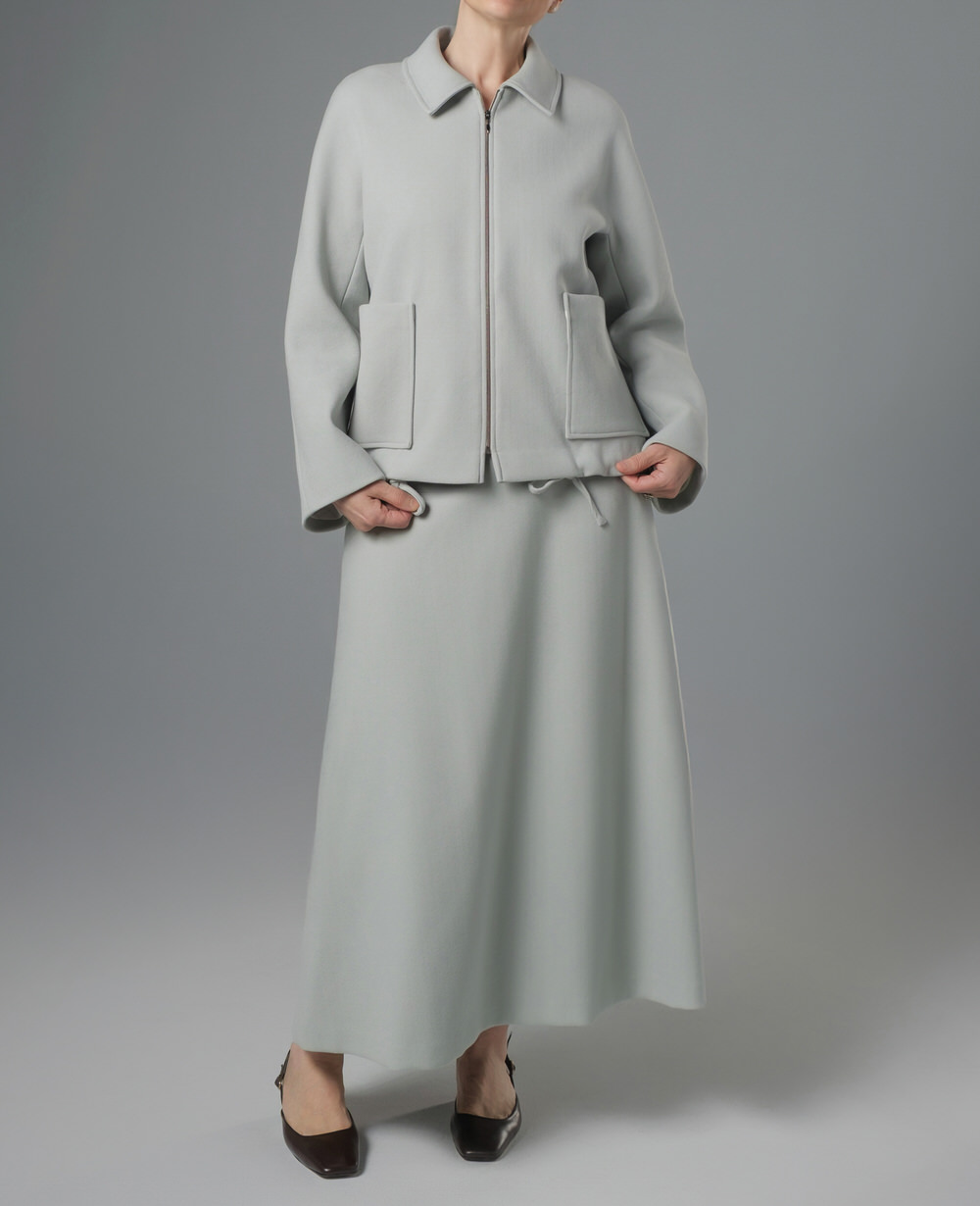 Soft grey wool jacket and skirt set