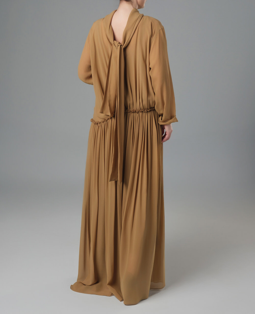 Asymmetric draped silk dress - Image 3