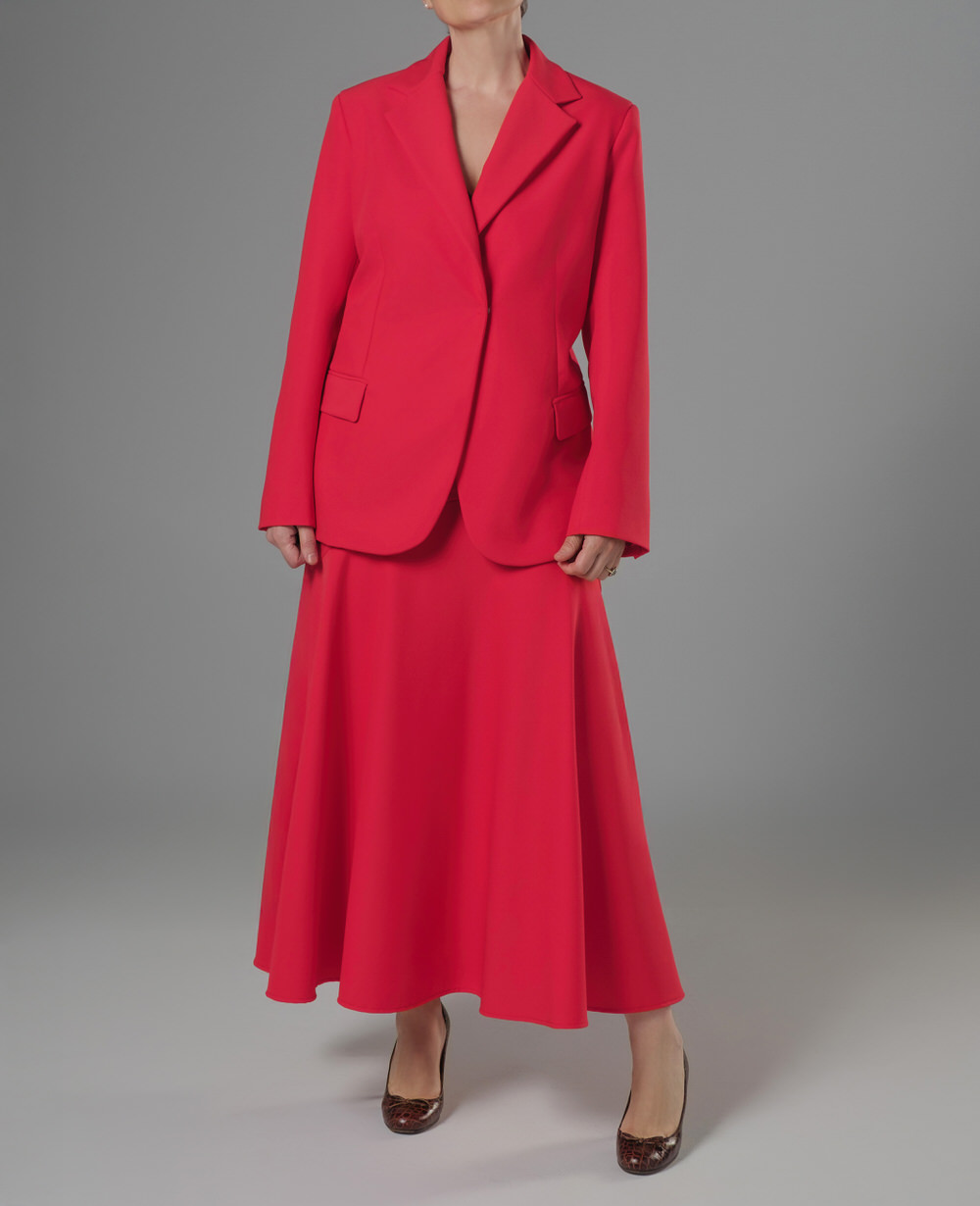 Carmine red blazer and skirt set